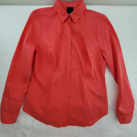 NEW Worthington Shirt Women’s 6 Scarlet Ibis Long Sleeve Button Fitted Stretch - Picture 8 of 11